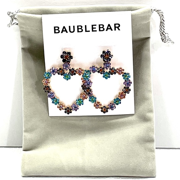 BaubleBar Magnolia Drop Heart Shape Multi-Color Fashion Earrings Blue 74666 New - Picture 8 of 16